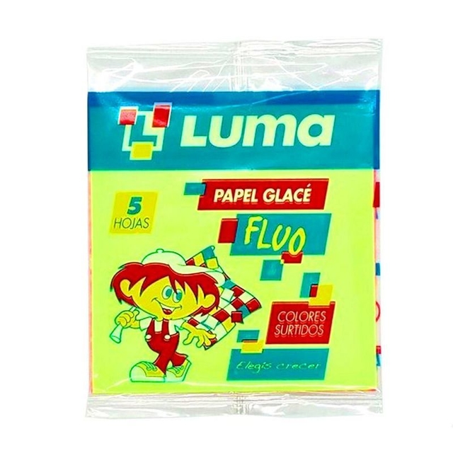 PAPEL GLACE LUMA FLUO SOBRE x 5 Hjs.